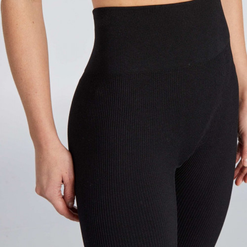 Legging en maille côtelée unie - Noir