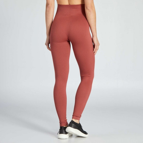 Legging en maille côtelée unie - Rose