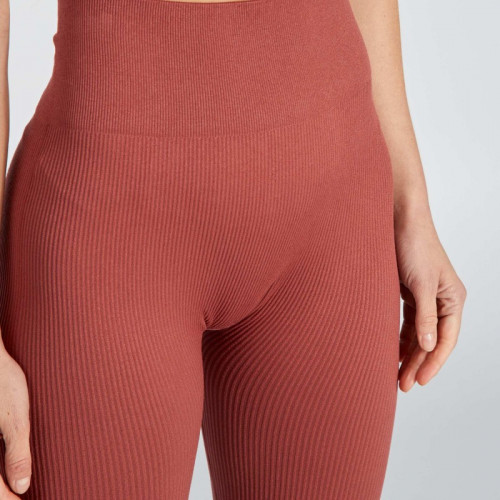 Legging en maille côtelée unie - Rose