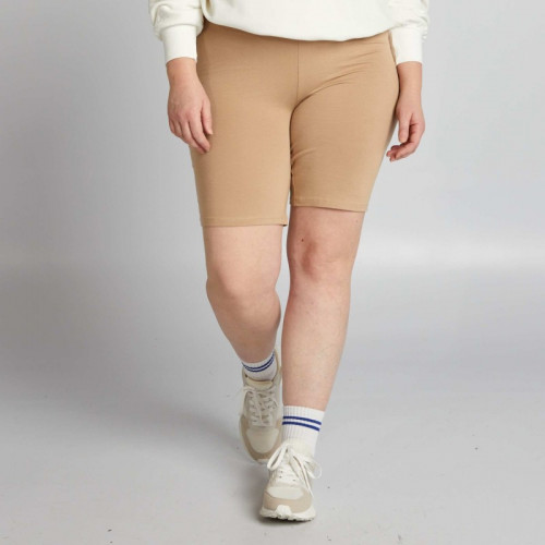 Short cycliste en jersey uni - Beige