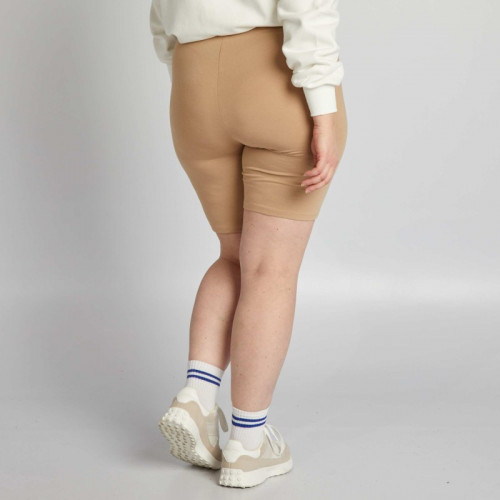 Short cycliste en jersey uni - Beige