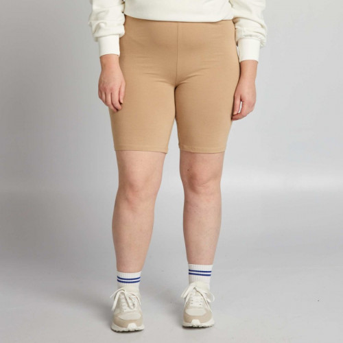 Short cycliste en jersey uni - Beige