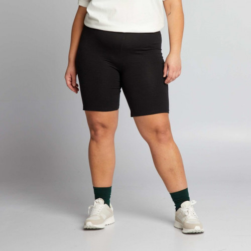 Short cycliste en jersey uni - Noir