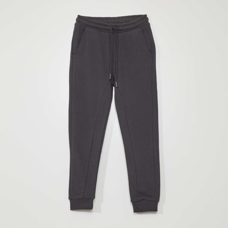 Pantalon jogging en french terry avec coutures - Noir