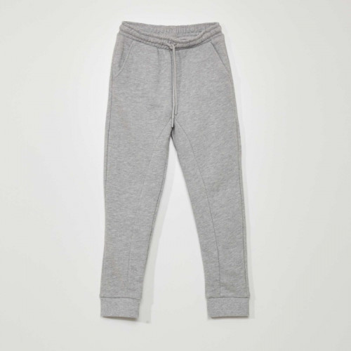 Pantalon jogging en french terry avec coutures - Gris chiné