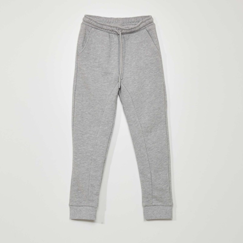 Pantalon jogging en french terry avec coutures - Gris chiné