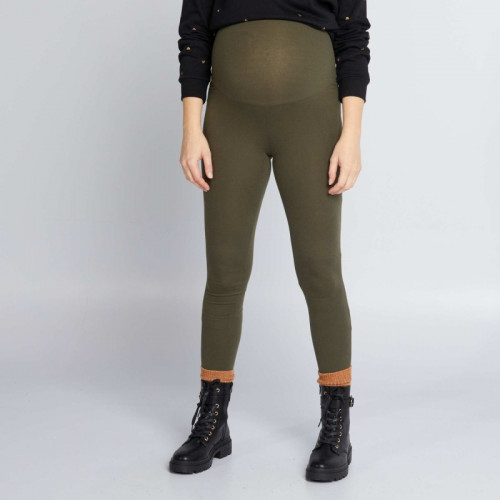 Legging grossesse long en jersey uni - Kaki