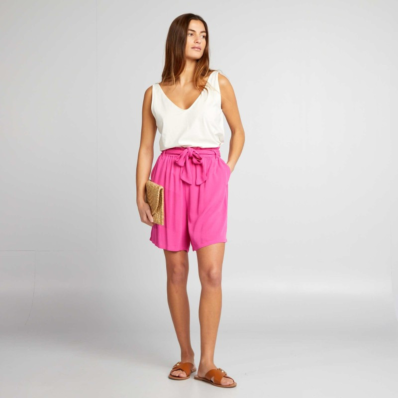 Short avec ceinture à nouer - Rose