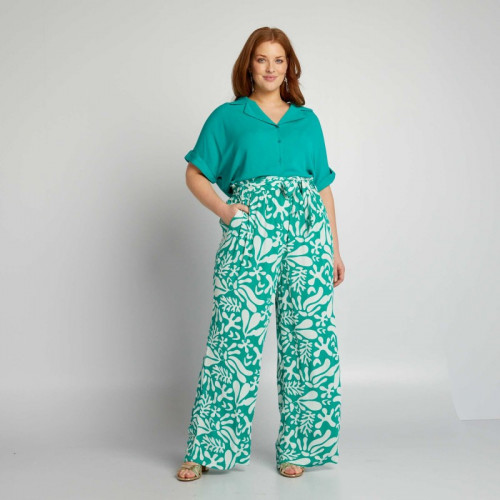 Pantalon large fluide - Vert