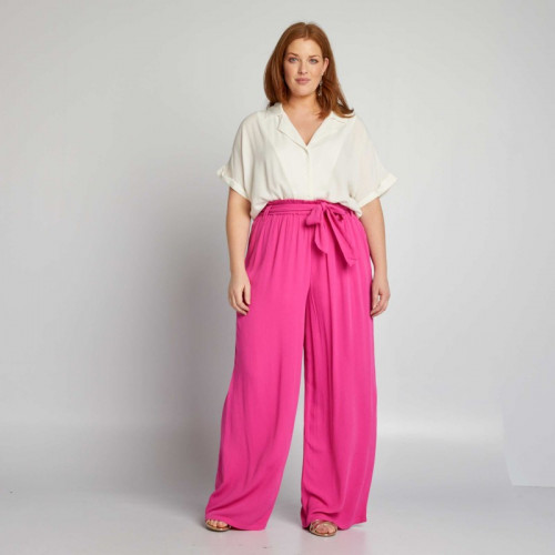 Pantalon large fluide - Rose