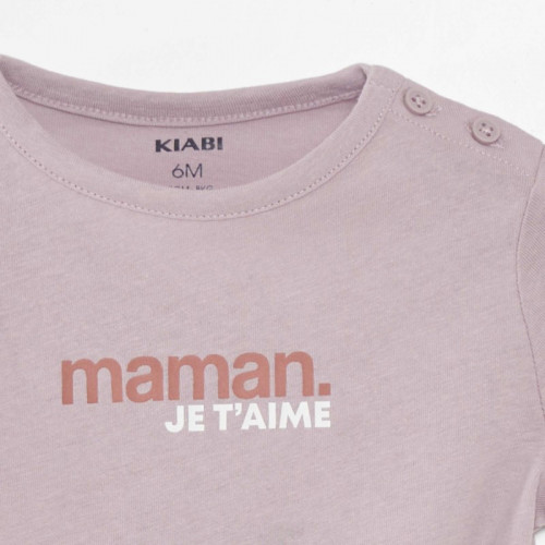 T-shirt manches courtes avec inscription - Violet