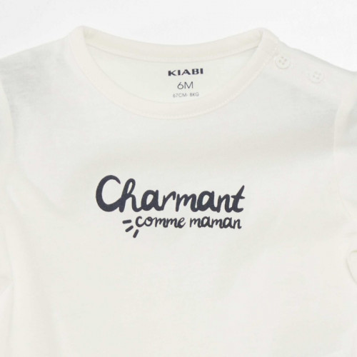 T-shirt manches courtes avec inscription - Blanc