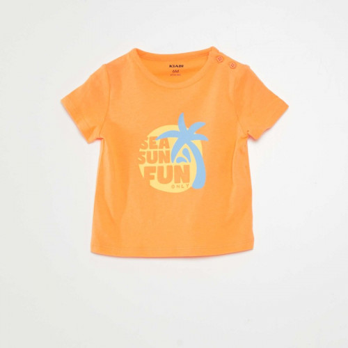 T-shirt manches courtes imprimé - Orange