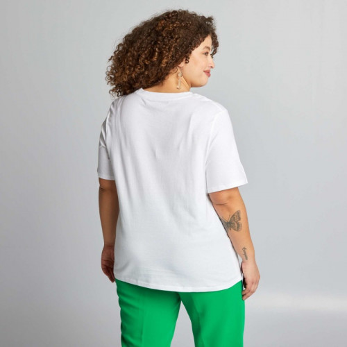 T-shirt avec broderie sur col - Blanc