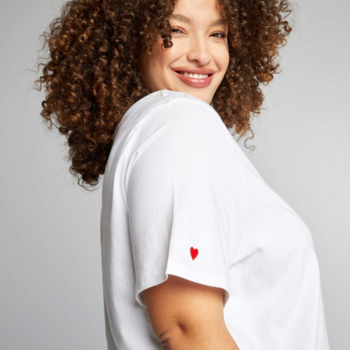 T-shirt avec broderie sur col - Blanc