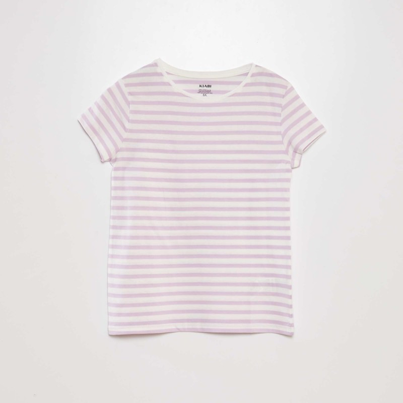 T-shirt imprimé marinière - Lila