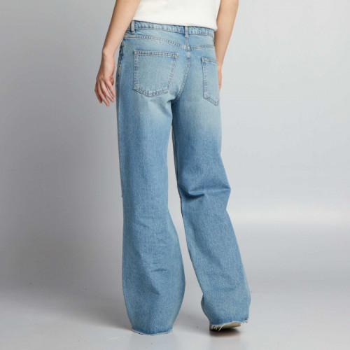 Jean wide leg avec abrasions - Bleu