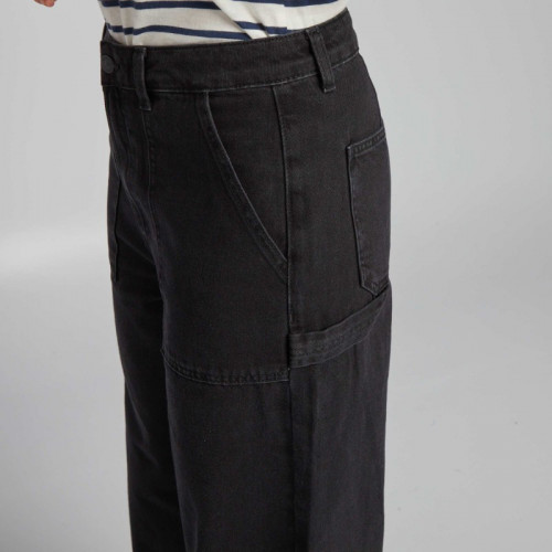 Pantalon en denim taille haute - Gris