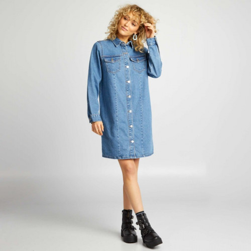 Robe veste en denim - Bleu