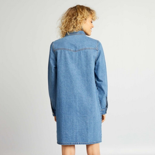 Robe veste en denim - Bleu