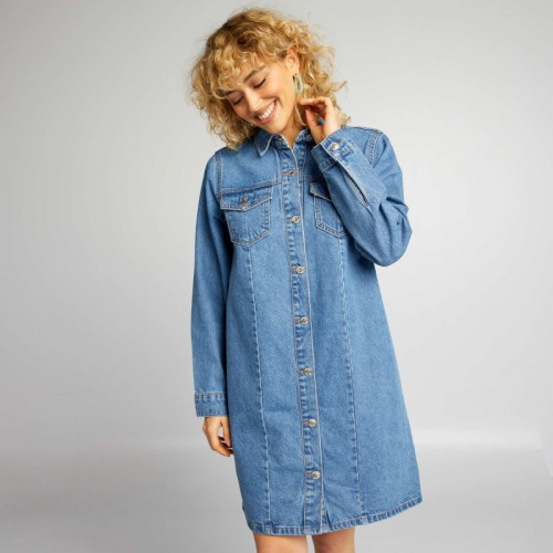 Robe veste en denim - Bleu