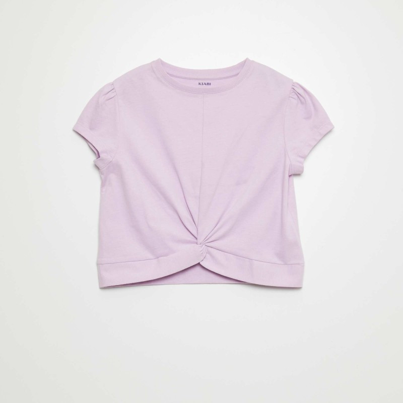 Tee-shirt noué devant - Violet