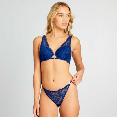 Culotte en dentelle satinée - Bleu électrique