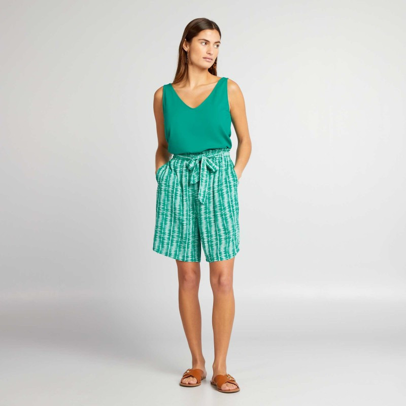 Short avec ceinture à nouer - Vert