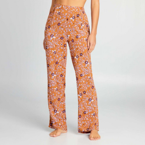 Pantalon de pyjama large imprimé - Marron imprimé