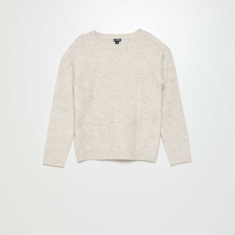 Pull en maille torsadée - Beige