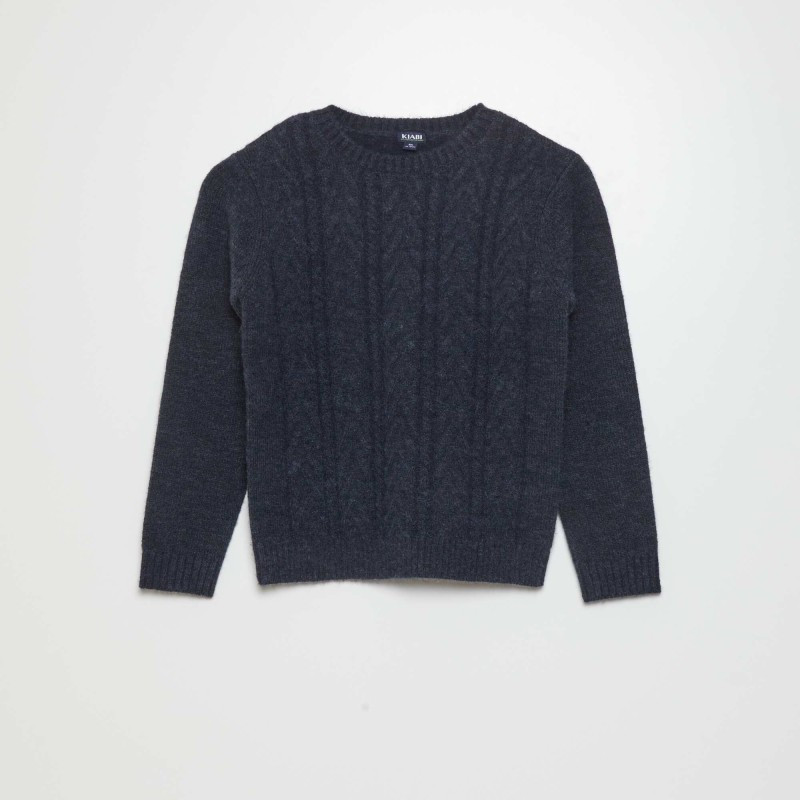 Pull en maille torsadée - Bleu