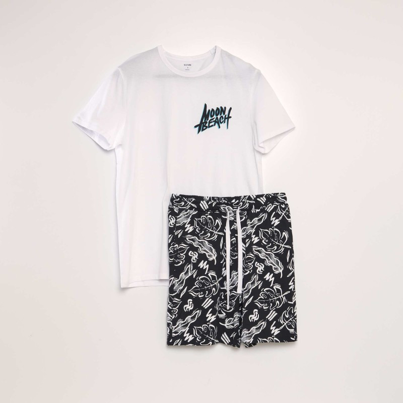 Ensemble pyjama t-shirt + short - 2 pièces - Blanc