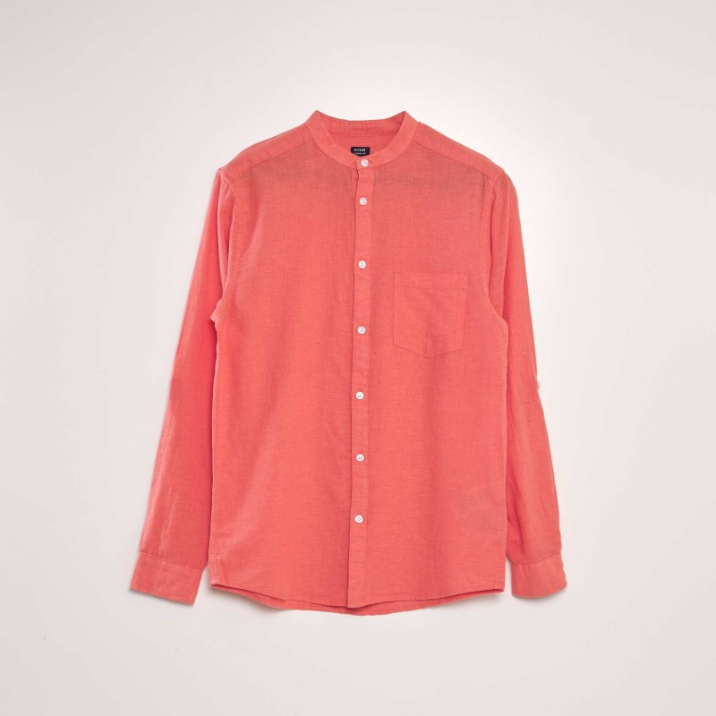 Chemise à col mao - Corail