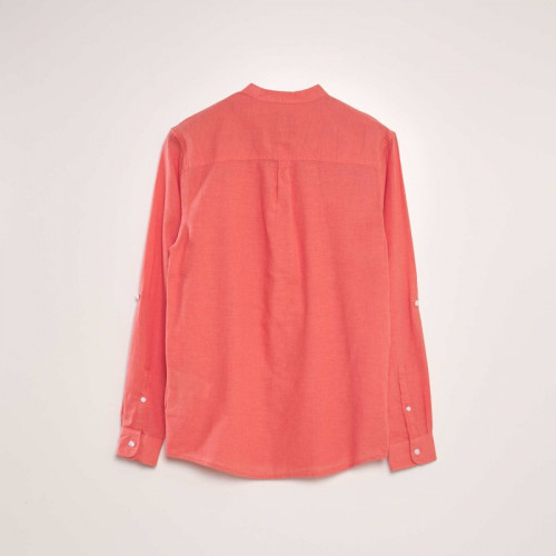 Chemise à col mao - Corail