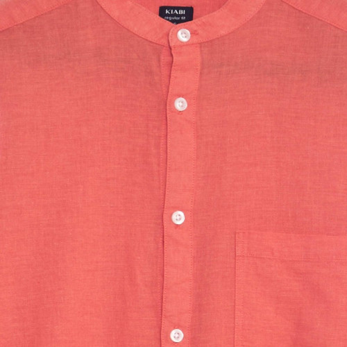 Chemise à col mao - Corail