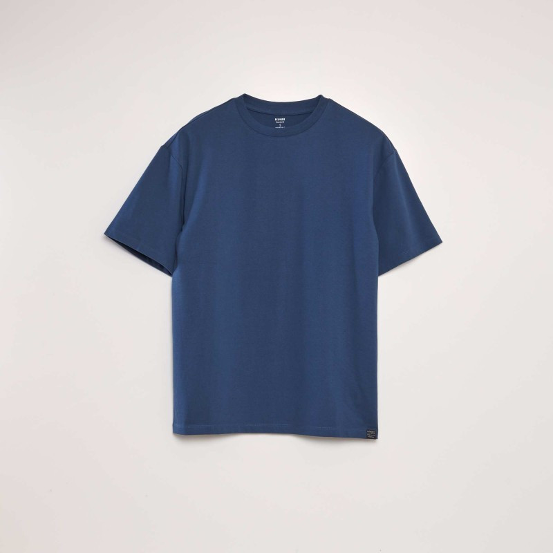 T-shirt en coton uni - Bleu