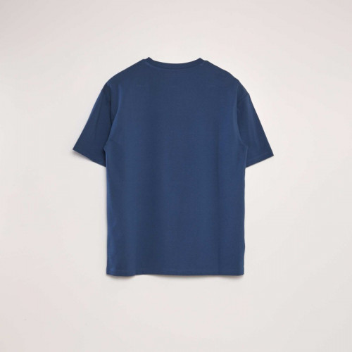 T-shirt en coton uni - Bleu