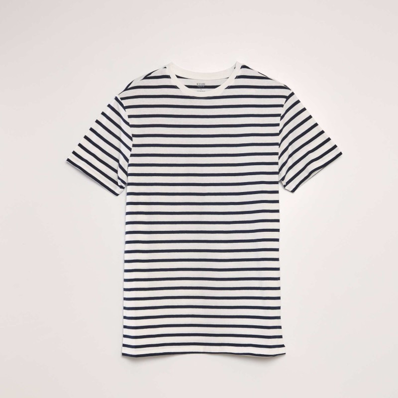 T-shirt marinière en coton - Blanc/bleu