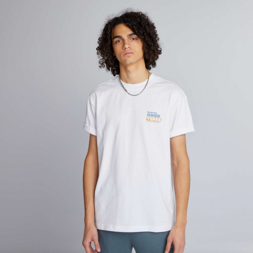 T-shirt en coton à imprimé devant - Blanc