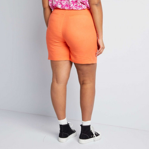 Short à taille haute avec lin - Orange