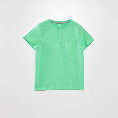 T-shirt en jersey à col boutonné - Vert