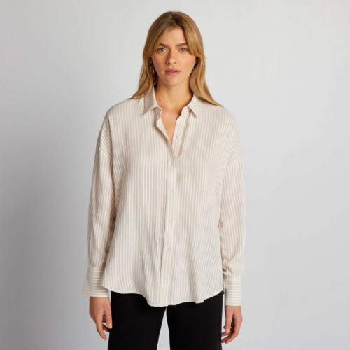 Chemise oversize à rayures - Beige