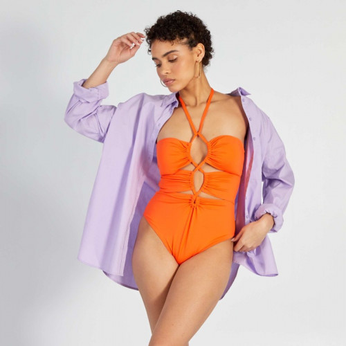 Maillot de bain 1 pièce découpes - Orange