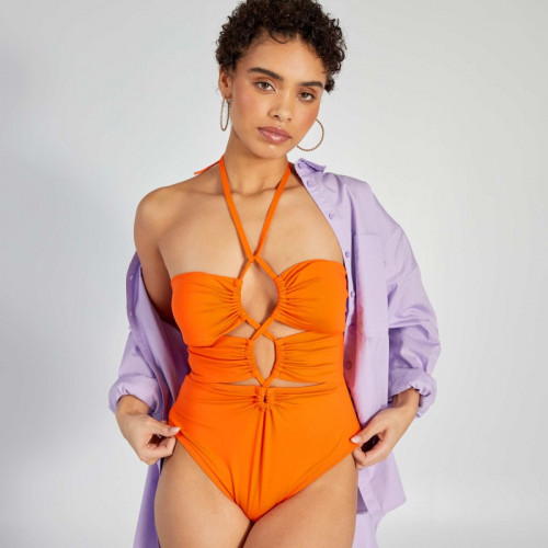 Maillot de bain 1 pièce découpes - Orange