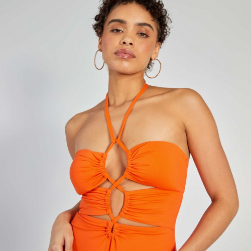 Maillot de bain 1 pièce découpes - Orange