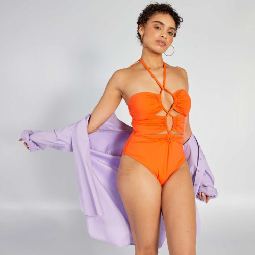 Maillot de bain 1 pièce découpes - Orange