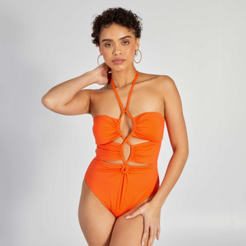 Maillot de bain 1 pièce découpes - Orange