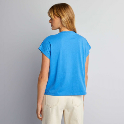 T-shirt en coton avec imprimé - Bleu