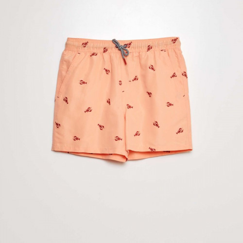 Short de bain à motif - Orange rose