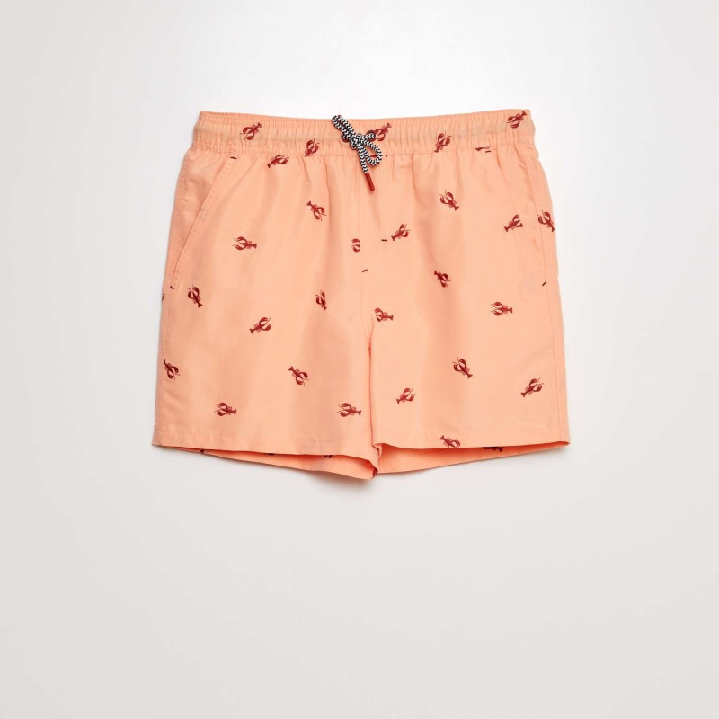 Short de bain à motif - Orange rose